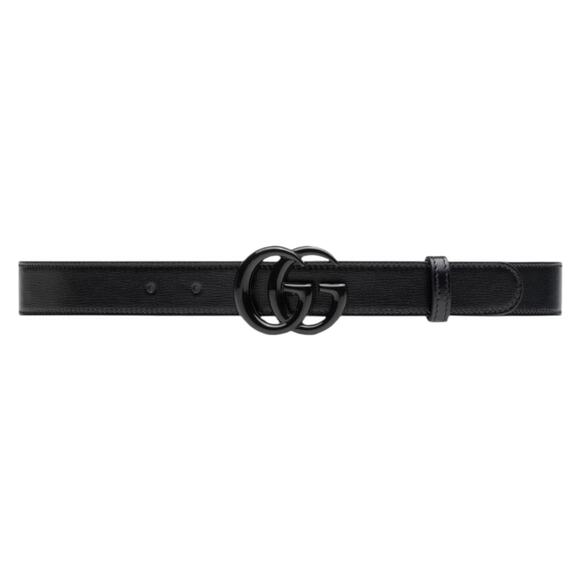 Gucci GG Marmont Thin Belt Black Leather Black Buckle Men Size 80/32 - Picture 3 of 13